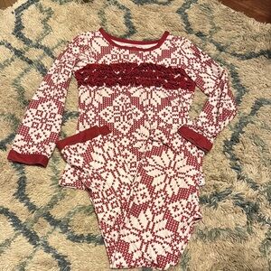 SweetHoney girls Red and White Patterned Pajama Set
